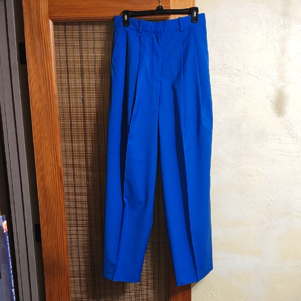 COS 6 Blue Wool Wide Leg Pants New